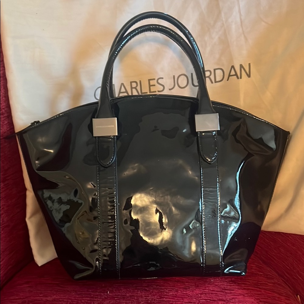 Charles Jourdan Black patent Leather Tote